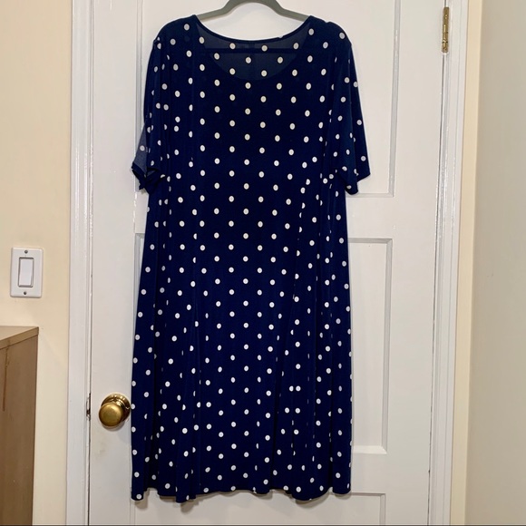 Cold Shoulder Navy Polka Dot Dress - Picture 2 of 4